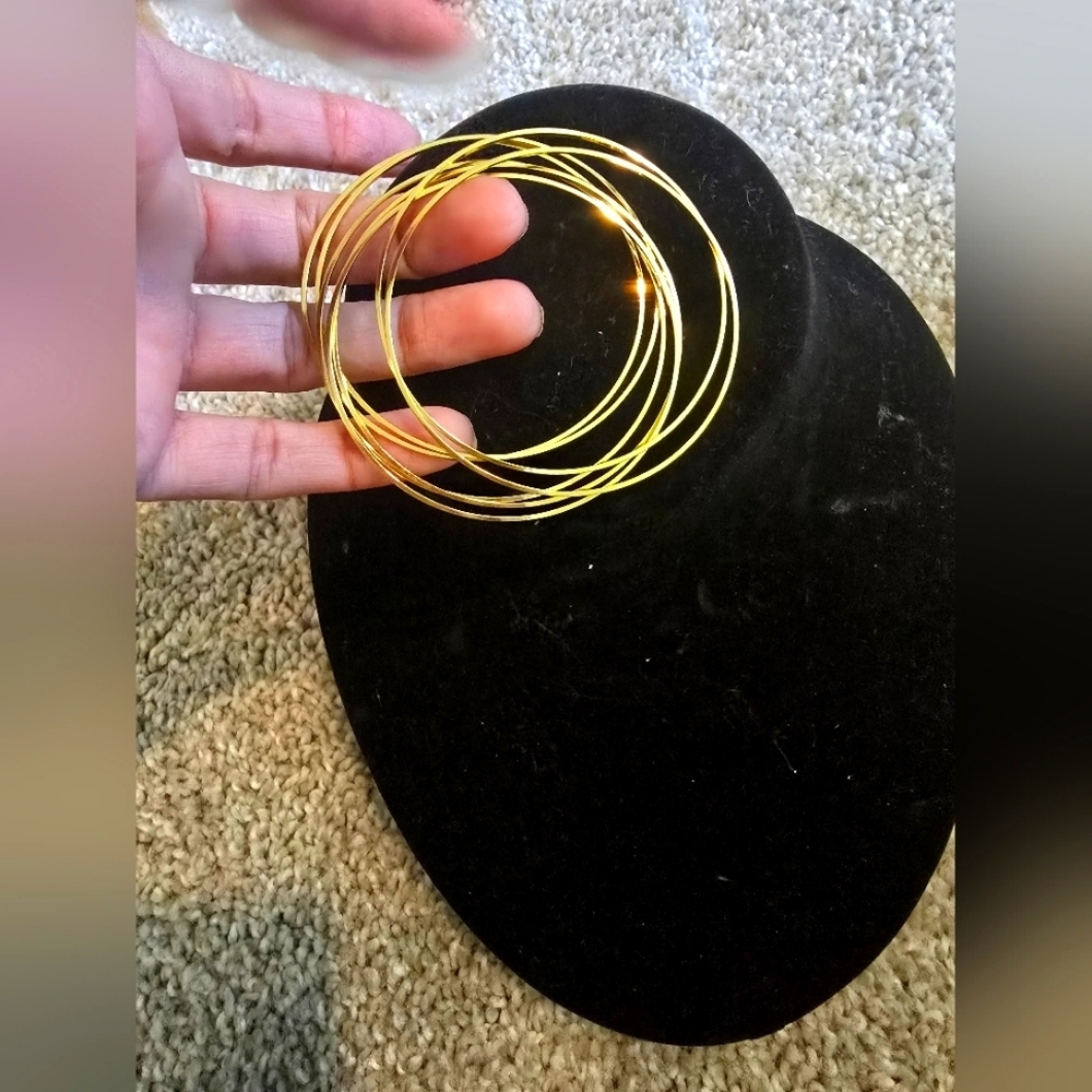 Gold plated Multi-Row Wire Bangle Bracelet - Elegant Women’s Jewelry